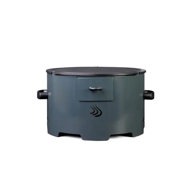 Eco Fire – Barbacoa portátil de pellets modelo "Apache" con placa de acero de 38 cm de diámetro y 6 mm de grosor, color gris antracita