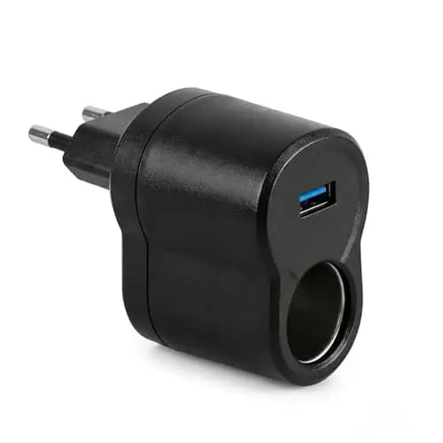 Adaptador de Corriente 220V a 12V para Mechero de Coche, Convertidor AC/DC con Toma Encendedor y USB 5V/1A, Solo para Accesorios de Bajo Consumo hasta 6W, GPS y Luces LED