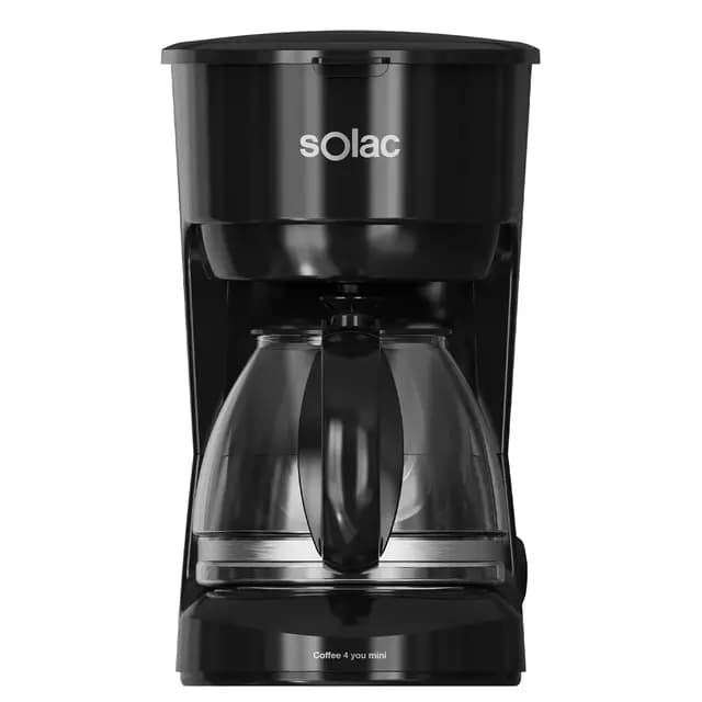Solac – Cafetera de Goteo Coffee 4 You Mini | Jarra Cristal 0,75L | 2 a 6 Tazas | Filtro Lavable | 600W | Antigoteo automático | Placa calefactora | Negra – Imagen 1