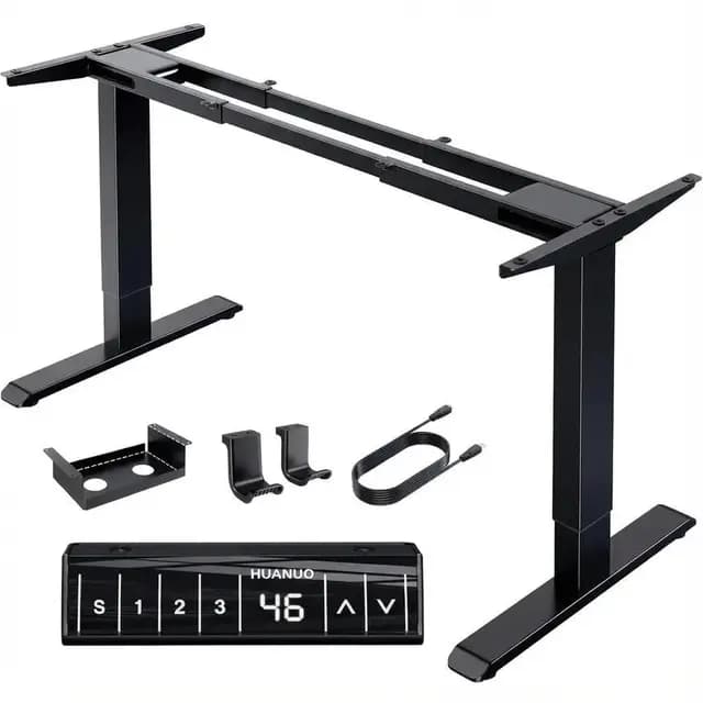 HUANUO Marco Escritorio Elevable Eléctrico de 2 Motores, Patas Mesa Escritorio con Forma en T de Acero de Grado Automotriz, Carga 120kg, Máx. 228 x 80 cm