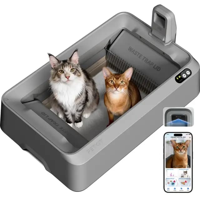 PETKIT PUROBOT Crystal Duo Arenero Gatos Autolimpiable, Cámara AI, Arenero Autolimpiable para Gatos, Limpieza Bidireccional, Bandeja Reemplazable, Seguimiento Sanitario, Eliminación de Olores, Gris – Imagen 1