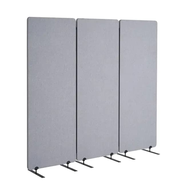 VEVOR Biombo Separador de Ambientes de 1840 x 350 x 1655 mm, Divisor Plegable de 3 Paneles de Poliéster Pet Insonorizado Mamparas Divisorias Independientes de Privacidad para Estudio de Oficina, Gris