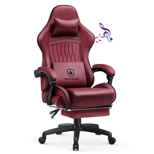 GTPLAYER Silla de escritorio para juegos, Silla de oficina ergonómica, Silla de PC, Silla de carreras para gaming con reposapiés, altavoces, música, Silla de oficina hasta 150 kg de capacidad de carga – Imagen 1