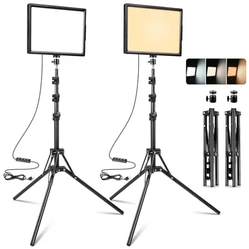 Luz LED Foto Video 2-Pack, Luz LED Continua USB Bicolor 2800-6500K Regulable, 173cm Kit de Iluminación Fotográfica con Trípode para Estudios, YouTube TikTok Grabación de Video,Juego Streaming