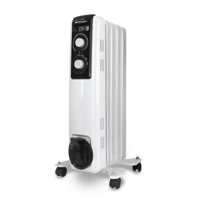 Orbegozo RF 1000, Radiador eléctrico bajo consumo, 1000 W de potencia, 5 Elementos, termostato regulable, luces led, 2 niveles de potencia