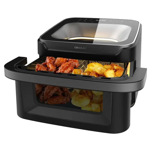 Cecotec Freidora de Aire sin Aceite - Air Fryer 10L Cecofry Advance 10000 Full Vision. 2200W, Pared Divisoria, 12 Menús, Ventana Frontal, Plancha Pizza, Temp 40-200ºC, Asa Tacto Frío, Display a Color – Imagen 1