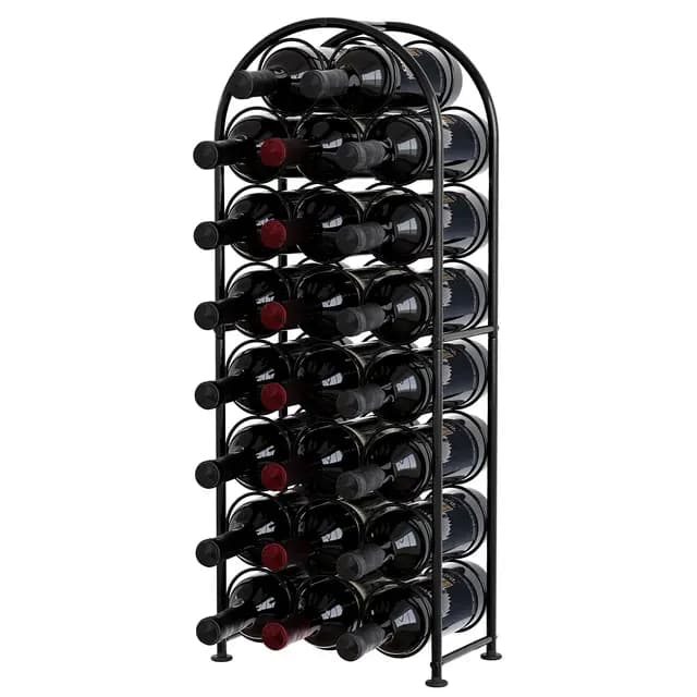 EasyPAG Metal 23 Botellas Botellero Vino Mesa Organizador Vino Almacenamiento Botellas Estantería Vino para Hogar y Cocina,Negro
