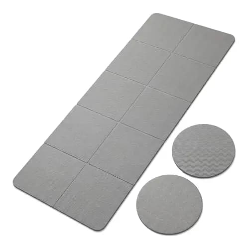 Esterilla de yoga plegable TPE - Esterilla de yoga de 183 x 61 cm, 5 mm + 2 cojines para rodillas de 18 x 18 cm, antideslizante, resistente al desgaste, protección para rodillas, codos, muñecas