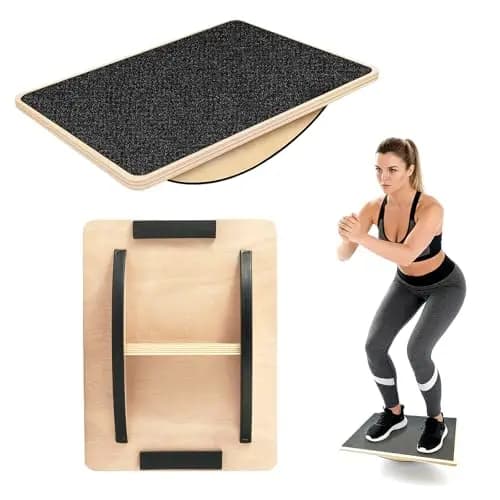Tabla de equilibrio de madera para entrenamiento de tobillo, 40 x 30 cm