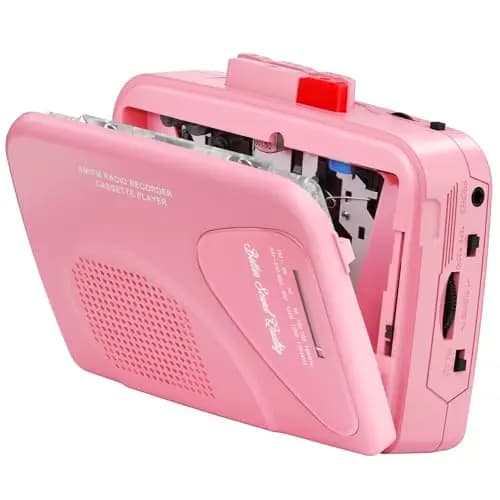 Reproductor de Casetes Portátil, Grabadora, Radio Am/FM, Altavoz Integrado, Salida para Auriculares y Clip para Cinturón Incluido
