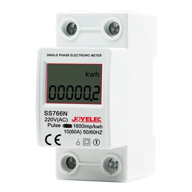 Contador de Energía Digital Monofásico, 230V 10 (60) A 50/60Hz, Medidor de Consumo Eléctrico Riel DIN con Pantalla LCD, Contador de Energía Inteligente para