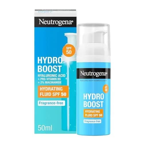 Neutrogena Hydro Boost Fluido Hidratante SPF 50 (1 x 50 ml), crema solar 50 de uso diario con ácido hialurónico y 2% niacinamida, protector solar hidratante de amplio espectro – Imagen 1