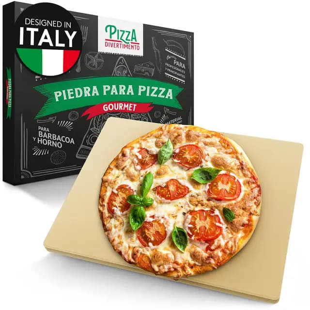 Pizza Divertimento Piedra pizza para horno y parrilla de gas - Pizza Stone de cordierita - Base crujiente y topping jugoso