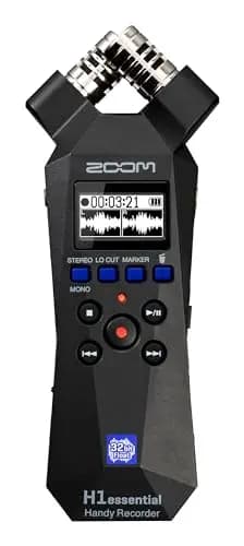 Zoom - H1essential Grabadora dictáfono portátil estéreo a 32-bit con Coma Flotante, accesibilidad, micros X/Y, micrófono USB, para músicos, podcasters, cineastas