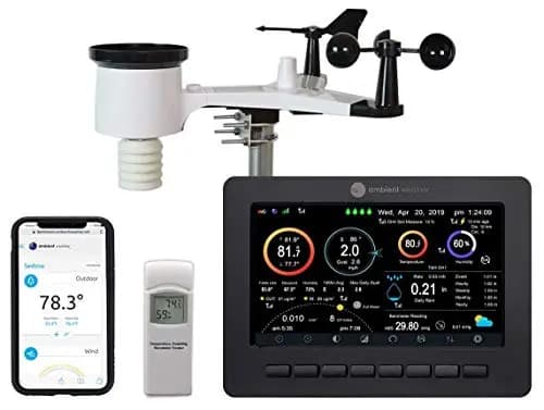 Ambient Weather Estación meteorológica inteligente WS-2000 con monitoreo remoto WiFi y alertas