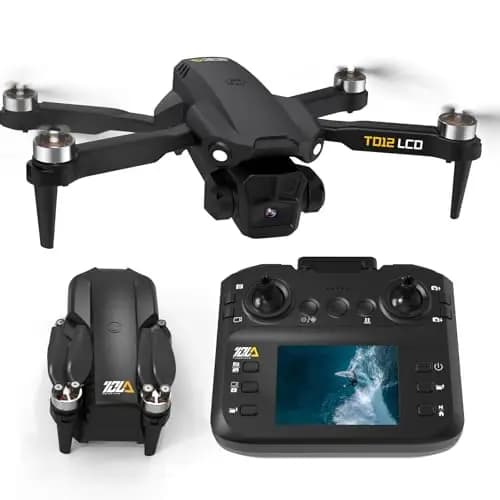Toladrone Plegable Drones con Camara 4K, Dron con Transmisión por Pantalla LCD, Modo sin Cabeza, Ajuste Eléctrico de 90°, Cuadricóptero RC para Adultos, TD12LCD Drone para Principiantes – Imagen 1
