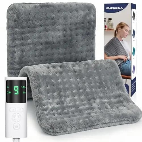 Manta Electrica, Manta Electrica Lumbar con 9 Temperaturas y 4 Temporizadores, Lavable a Máquina, Portátil Esterilla Electrica de Franela Suave para Espalda, Cuello, Hombro, Abdomen, Regalos, 30X60cm