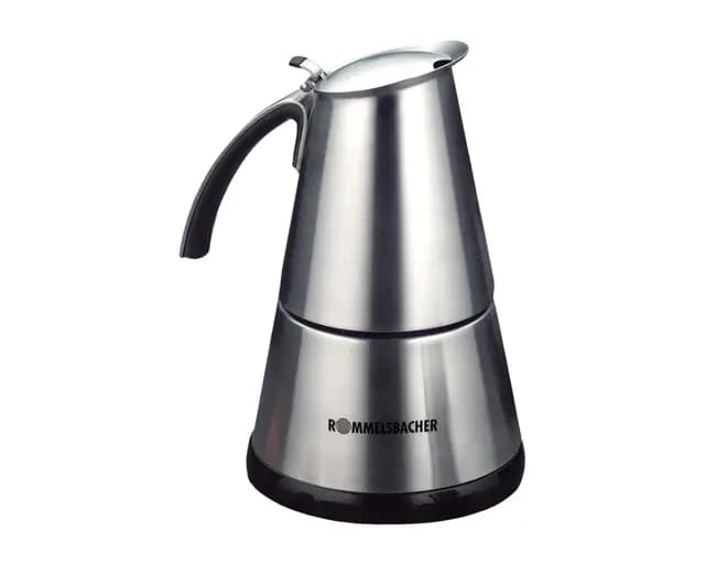 Rommelsbacher EKO 364/E - Cafetera italiana para 2-4 tazas, 365 W, 230 V, 800 g, acero inoxidable 115 x 115 x 170 mm