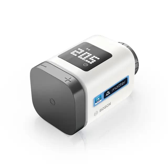 Bosch Smart Home Termostato de radiador II [+M], termostato Inteligente, Uso Flexible en el Sistema Bosch Smart Home o en Sistemas Matter con Independencia del Fabricante, Antracita