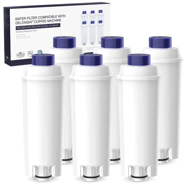 Filtro de Agua Para Cafetera Automática, Filtro Cafetera Delonghi Magnifica s Dinamica, ECAM, ETAM, ESAM, BCO, EC Séries, Filtro Delonghi DLSC002(6 unidades)