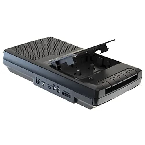 Grabadora de Casete Portátil Reproductor Casete Digitalizado a USB con Asa, Auriculares, Micrófono, Altavoz