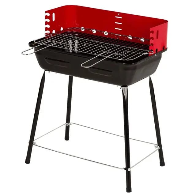 AKTIVE Barbacoa carbón portátil, Con cortavientos, De acero, Parrilla regulable 4 alturas, Tamaño pequeño, 42x42x54 cm, Cocina exterior, Para espacios pequeños (63110)