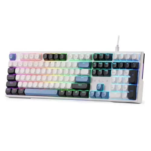 Redragon K668 Teclado mecánico para Juegos RGB con Junta de Cable, 108 Teclas, 4 Teclas de Acceso rápido, Enchufe Intercambiable en Caliente Mejorado, Espuma Absorbente de Sonido, US Layout