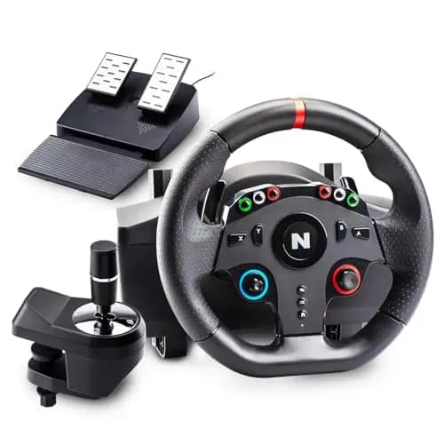 NITHO Drive Pro ONE Volante de Carreras con Pedales y Cambio Separado, Volante de 270° Compatible con PC, PS4, Switch, Xbox One y Xbox Series X|S, Zero Dead Zone Simulador de Conducción con Vibración