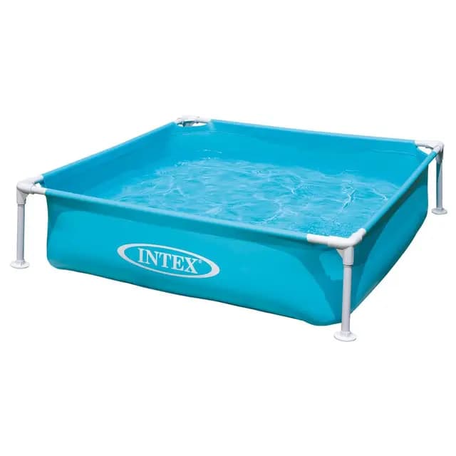 Intex Piscina Desmontable Cuadrada Tubular Infantil, 122x122x30 cm, 342 litros, Diseño Cuadrado, Tapón de desagüe, Jardín y Exterior, Vinilo Resistente, Incluye Parche de reparación, +2 años (57173)