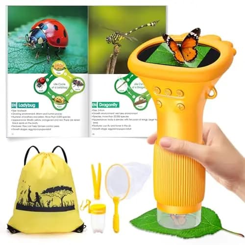 Microscopio Digital para Niños, 1000X Microscopio Portátil con Pantalla IPS 2.0" y 8 Leds, Recargable, Juguete Regalo para Niños de 3-12 Años - Regalo Navidad Niño Halloween