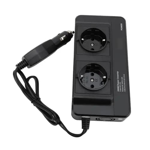 Convertidor de Corriente para Coche de 200W, Inversor Portátil con 4 Salidas Dobles de Puertos USB, Entrada DC12v (220V Enchufe de la UE)