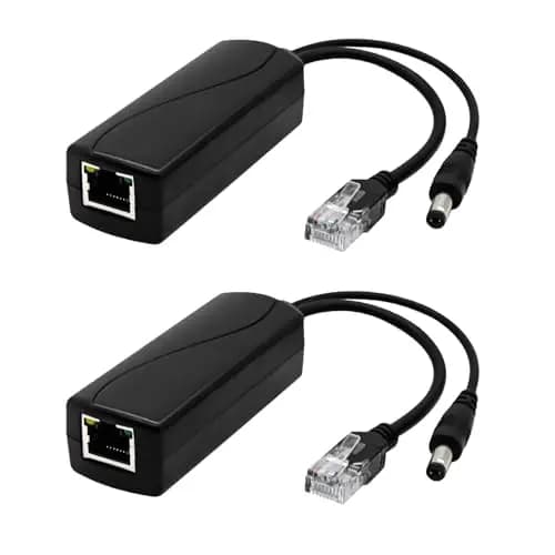 2 Piezas Divisor PoE Gigabit 48V a 12V DC 2A, Splitter PoE Activo IEEE 802.3af, Conector DC 5.5 x 2.1mm, Adaptador PoE para IP Cámara, Ap, Smart Home, 10/100 Mbps hasta 100 Metros