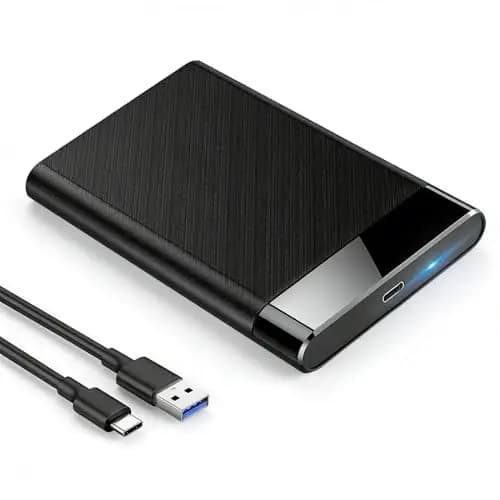 Caja Disco Duro 2.5 USB 3.1 Gen 2 6Gbps Carcasa Disco Duro para SSD/HDD de 2.5 Pulgadas con 7mm/9.5mm Instalación Sin Herramientas Caja Externa Incluye Cable USB C y Soporta UASP/Trim (Negro)