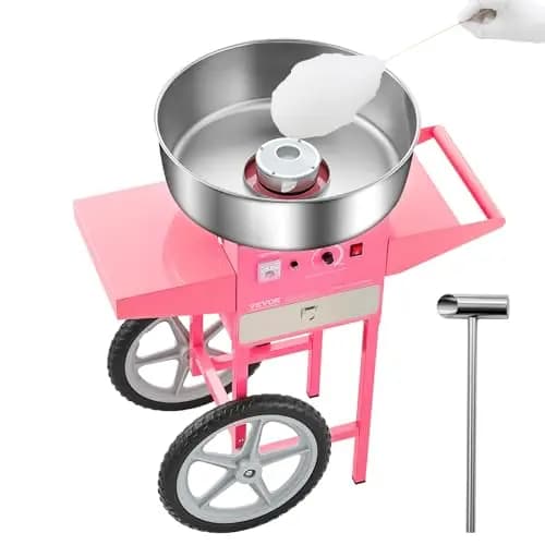 VEVOR Máquina de Algodón de Azúcar Eléctrica con Carro Rosa