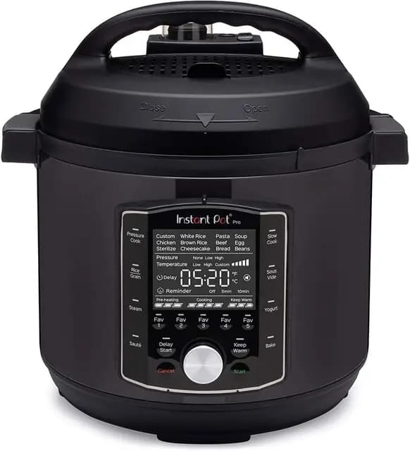 Instant Pot Pro Multicocina Eléctrica 10 en 1, 1200 W, 5,7 L – Olla a Presión, Cocción Lenta, Arrocera, Vaporera, Salteado, Esterilizador, Yogurtera, Sous Vide – Acero Inoxidable Negro
