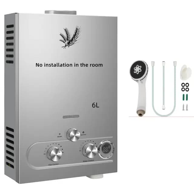 6L 12KW Calentador de Agua de Gas GLP Butano y Propano Calentador de Agua Calentador de Agua LPG Instantáneo Portátil,Modos de Invierno y Verano,para Ducha Al Aire Libre,Baño,Camping