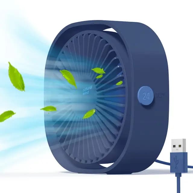 Simpeak Ventilador USB Mini, Ventilador USB de Mesa Portátil, 3 Velocidades Silencioso, Angulo Ajustable Fan Pequeño para Oficina Hogar Viajar y Acampar - Azul