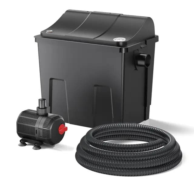 SunSun CBF-200T Bio Filtro de Estanque Set Completo con clarificador UVC 9 W, Bomba 2300 l/h 35 W termómetro y Medios fitrantes, Sistema de filtración biológica
