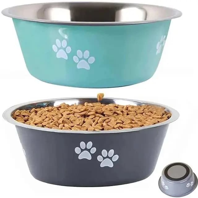 Comedero Perro, 2 Cuencos para Perros de Acero Inoxidable, Platos para Perros y Gatos Antideslizantes con Suela de Silicona para Agua y Comida, 2 Unidades de 860ml