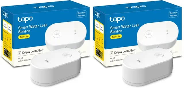 Tapo T300 – Sensor Inteligente de Fugas de Agua, clasificación IP66 a Prueba de Agua, Alarma de Fugas de 90 dB, Compatible con concentrador, Doble inducción (Paquete de 2)