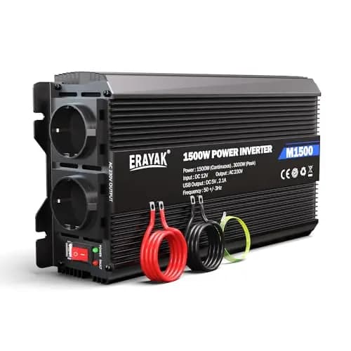 ERAYAK Convertidor de Voltaje 12v 230v 1500W / 3000W Inversor de Coche DC AC 12v Convertidor de Enchufe Convertidor de Corriente Vehículos Caravana Coche Onda sinusoidal modificada