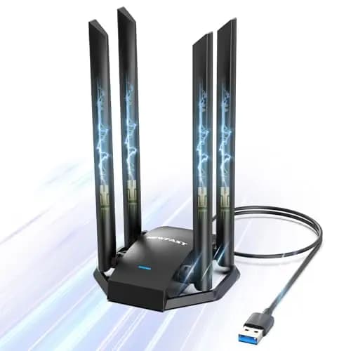 NEWFAST 1300Mbps Adaptador WiFi USB, Banda Dual AC1300 Antena Wi-Fi USB para PC USB 3.0 4x6dBi Externa Ajustable,5Ghz/2.4Ghz, MU-MIMO, Compatible con Win 11/10/8/8.1/7/XP