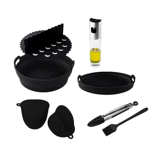 Cecotec Accesorios Freidora sin Aceite Cecofry Silicone Pack Accessories. Freidoras de Aire de 5-6,5 L, Incluye Molde, Separador de Comida, Guantes, Brocha, Pinzas y Botella Dispensadora de Aceite