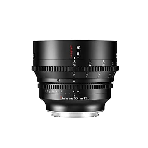 7artisans 50mm T2.0 cámara de Cine de Marco Completo de Gran Apertura Compatible con Montaje Canon RF, Enfoque Manual cámara de Cine de Baja distorsión sin Espejo para Canon, Black