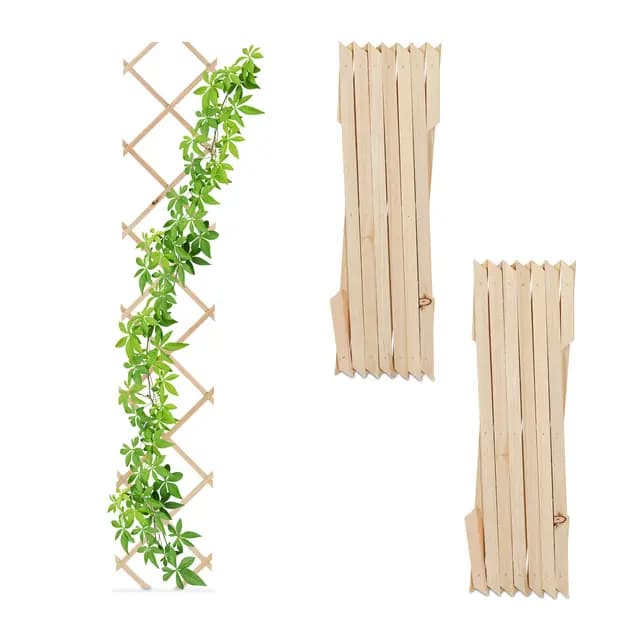 Relaxdays Guías Plantas Trepadoras, Set 3, Celosías Extensibles, Enrejado Enredaderas Pared, 180x30 cm, Madera, Natural