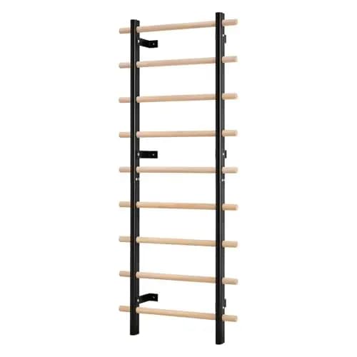VEVOR Escalera Sueca de Gimnasio con Barras de Madera Maciza 9 Niveles Juego de Entrenamiento con Espaldera para Interior Capacidad de 150 kg Montaje de Pared para Hogar, Estudio de Baile, Gimnasio