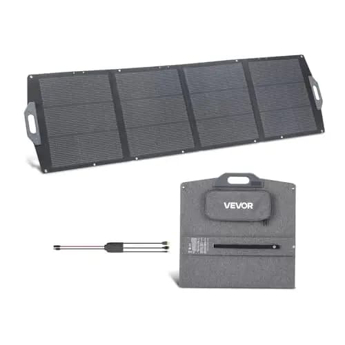 VEVOR Placa Solar Plegable 200 W, Panel Solar Monocristalino Portátil, Alta Eficiencia 24%, con Puertos USB MC4 DC, Impermeable IP67, Cargador para Viajes Acampadas Autocaravanas Estaciones de Energía