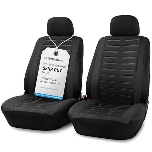 Upgrade4cars Fundas para Asientos Delanteros Set Versión 2026 | Fundas Protectores Universales en Negro para Conductor y Acompañante | Accesorios Coches Interior Decoración