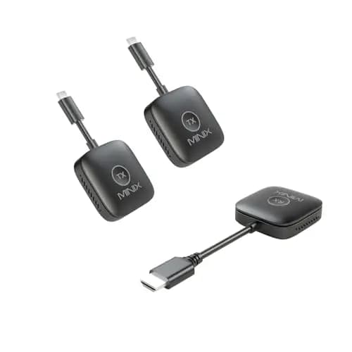 MINIX HDMI inalámbrico: dos Transmisores y un Receptor, extensión multipantalla Plug & Play, Dongle inalámbrico dual USB-C a HDMI 1080p, 164FT/50M/WiFi 2.4G/5G/60Hz, Bluetooth HDMI para TV/PC/portátil
