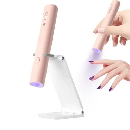 Lampara Uñas Semipermanentes, Denabuty Mini Lampara UV LED Uñas 3W, Secador de Uñas Portátil et Recargable con 2 Temporizador 20/60S, para Manicura, Resina de Extensión de Gel DIY Arte de Uñas Rosa